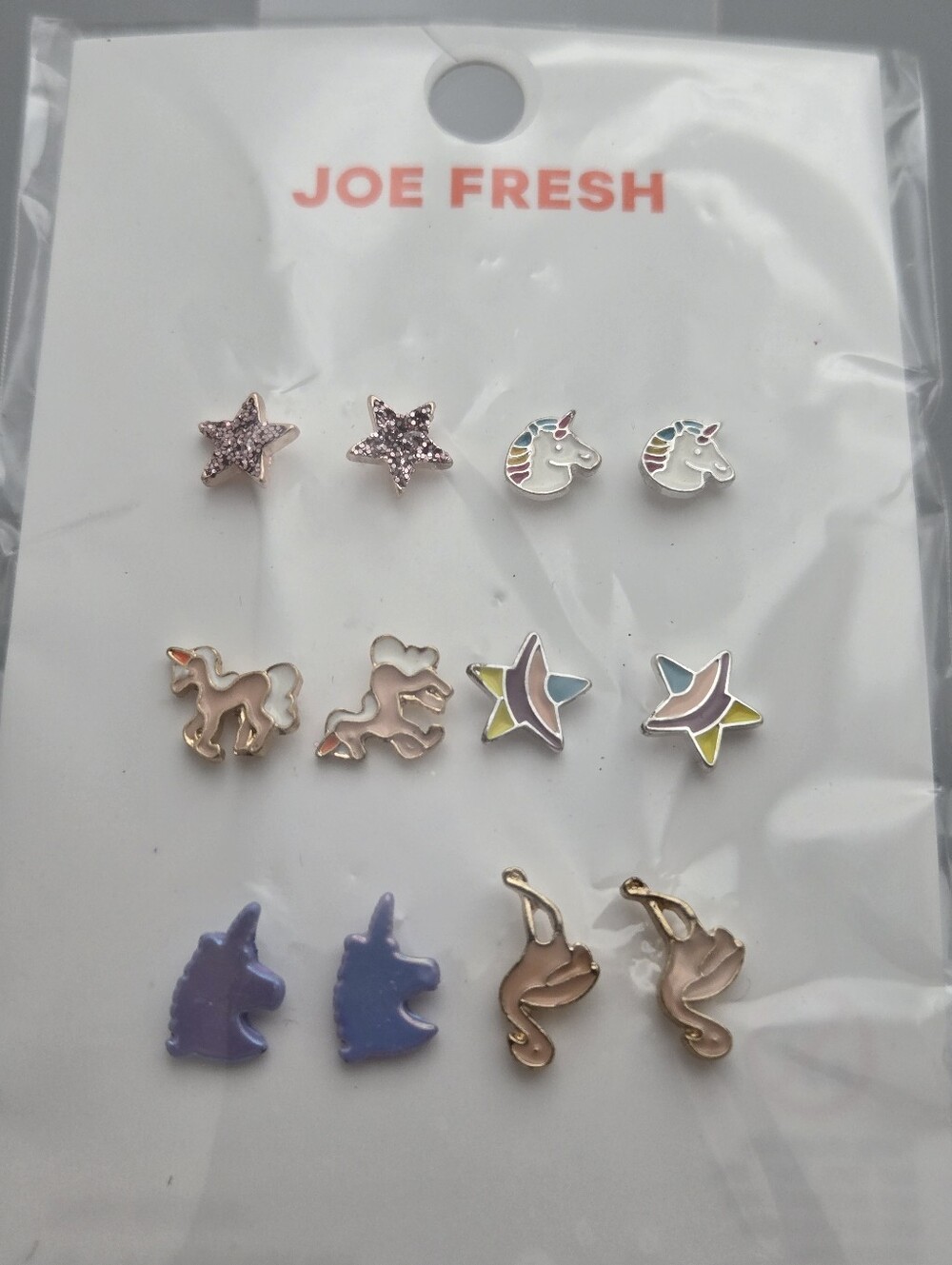 ✨2/$10✨ Joe Fresh Kids Unicorn Pony Flamingo Star Stud Earrings 6-Pair Set New
